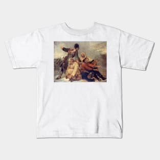 Quatre Soldats de l'armee en Deroute by Ary Scheffer Kids T-Shirt